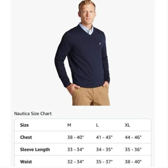 Nautica Classic Fit Navtech Soft Long Sleeve V-Neck Sweater Navy Blue *NWT* - Picture 4 of 7